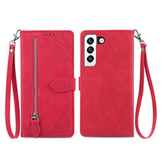 Custodia Portafoglio In Pelle Fantasia Modello Cover con Supporto S03D per Samsung Galaxy S21 FE 5G Rosso