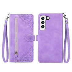 Custodia Portafoglio In Pelle Fantasia Modello Cover con Supporto S03D per Samsung Galaxy S21 Plus 5G Viola