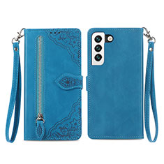 Custodia Portafoglio In Pelle Fantasia Modello Cover con Supporto S03D per Samsung Galaxy S22 Plus 5G Blu