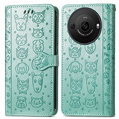 Custodia Portafoglio In Pelle Fantasia Modello Cover con Supporto S03D per Sharp Aquos R8 Pro Verde