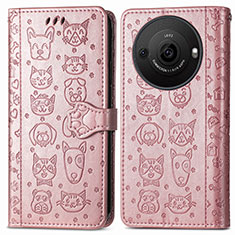 Custodia Portafoglio In Pelle Fantasia Modello Cover con Supporto S03D per Sharp Aquos R8s Pro Oro Rosa