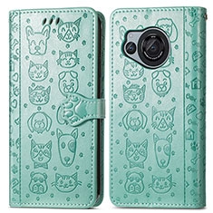 Custodia Portafoglio In Pelle Fantasia Modello Cover con Supporto S03D per Sharp Aquos R8s Verde