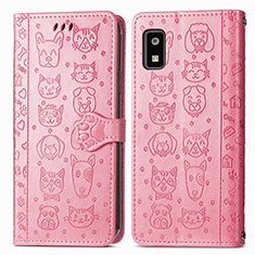 Custodia Portafoglio In Pelle Fantasia Modello Cover con Supporto S03D per Sharp Aquos wish3 Rosa