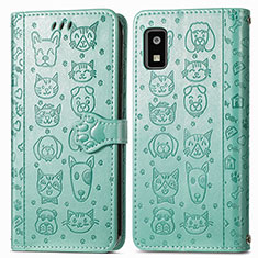 Custodia Portafoglio In Pelle Fantasia Modello Cover con Supporto S03D per Sharp Aquos wish3 Verde