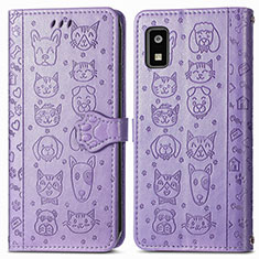 Custodia Portafoglio In Pelle Fantasia Modello Cover con Supporto S03D per Sharp Aquos wish3 Viola