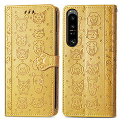 Custodia Portafoglio In Pelle Fantasia Modello Cover con Supporto S03D per Sony Xperia 1 IV SO-51C Giallo