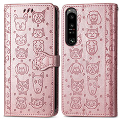 Custodia Portafoglio In Pelle Fantasia Modello Cover con Supporto S03D per Sony Xperia 1 IV SO-51C Oro Rosa