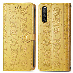 Custodia Portafoglio In Pelle Fantasia Modello Cover con Supporto S03D per Sony Xperia 10 III SO-52B Giallo