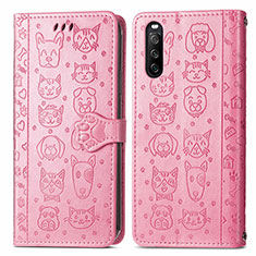 Custodia Portafoglio In Pelle Fantasia Modello Cover con Supporto S03D per Sony Xperia 10 III SO-52B Rosa