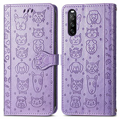 Custodia Portafoglio In Pelle Fantasia Modello Cover con Supporto S03D per Sony Xperia 10 III SO-52B Viola