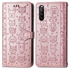 Custodia Portafoglio In Pelle Fantasia Modello Cover con Supporto S03D per Sony Xperia 10 III SOG04 Oro Rosa