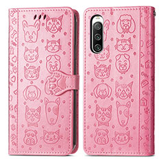 Custodia Portafoglio In Pelle Fantasia Modello Cover con Supporto S03D per Sony Xperia 10 IV SO-52C Rosa