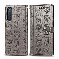 Custodia Portafoglio In Pelle Fantasia Modello Cover con Supporto S03D per Sony Xperia 5 II Grigio