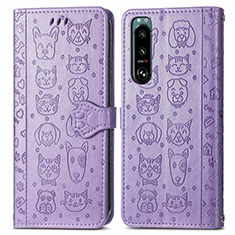 Custodia Portafoglio In Pelle Fantasia Modello Cover con Supporto S03D per Sony Xperia 5 III SO-53B Viola