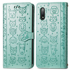 Custodia Portafoglio In Pelle Fantasia Modello Cover con Supporto S03D per Sony Xperia Ace II SO-41B Verde