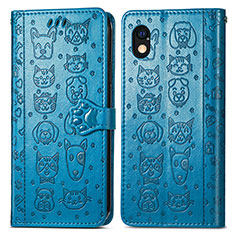 Custodia Portafoglio In Pelle Fantasia Modello Cover con Supporto S03D per Sony Xperia Ace III SO-53C Blu