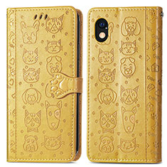 Custodia Portafoglio In Pelle Fantasia Modello Cover con Supporto S03D per Sony Xperia Ace III SO-53C Giallo