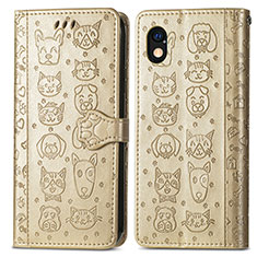 Custodia Portafoglio In Pelle Fantasia Modello Cover con Supporto S03D per Sony Xperia Ace III SO-53C Oro