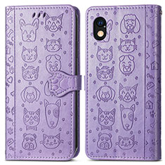 Custodia Portafoglio In Pelle Fantasia Modello Cover con Supporto S03D per Sony Xperia Ace III SO-53C Viola