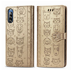 Custodia Portafoglio In Pelle Fantasia Modello Cover con Supporto S03D per Sony Xperia L4 Oro