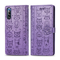 Custodia Portafoglio In Pelle Fantasia Modello Cover con Supporto S03D per Sony Xperia L4 Viola