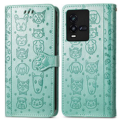 Custodia Portafoglio In Pelle Fantasia Modello Cover con Supporto S03D per Vivo iQOO 9T 5G Verde