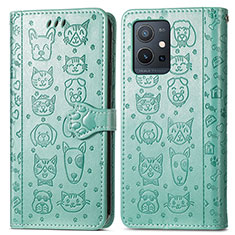 Custodia Portafoglio In Pelle Fantasia Modello Cover con Supporto S03D per Vivo iQOO Z6 5G Verde