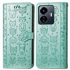 Custodia Portafoglio In Pelle Fantasia Modello Cover con Supporto S03D per Vivo iQOO Z6 Lite 5G Verde