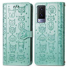 Custodia Portafoglio In Pelle Fantasia Modello Cover con Supporto S03D per Vivo V21e 5G Verde