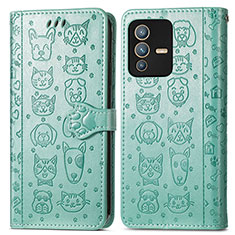 Custodia Portafoglio In Pelle Fantasia Modello Cover con Supporto S03D per Vivo V23 Pro 5G Verde