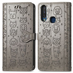 Custodia Portafoglio In Pelle Fantasia Modello Cover con Supporto S03D per Vivo Y11 Grigio