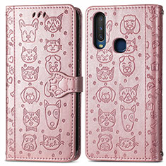 Custodia Portafoglio In Pelle Fantasia Modello Cover con Supporto S03D per Vivo Y11 Oro Rosa