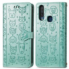 Custodia Portafoglio In Pelle Fantasia Modello Cover con Supporto S03D per Vivo Y11 Verde