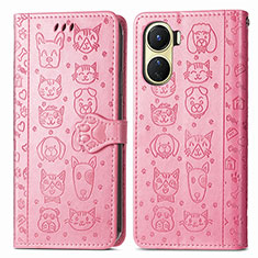 Custodia Portafoglio In Pelle Fantasia Modello Cover con Supporto S03D per Vivo Y16 Rosa