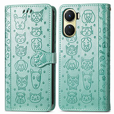 Custodia Portafoglio In Pelle Fantasia Modello Cover con Supporto S03D per Vivo Y16 Verde