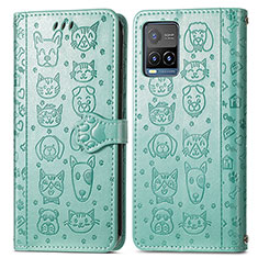 Custodia Portafoglio In Pelle Fantasia Modello Cover con Supporto S03D per Vivo Y21 Verde