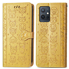 Custodia Portafoglio In Pelle Fantasia Modello Cover con Supporto S03D per Vivo Y30 5G Giallo