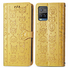 Custodia Portafoglio In Pelle Fantasia Modello Cover con Supporto S03D per Vivo Y32 4G Giallo