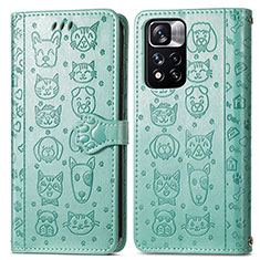 Custodia Portafoglio In Pelle Fantasia Modello Cover con Supporto S03D per Xiaomi Mi 11i 5G (2022) Verde