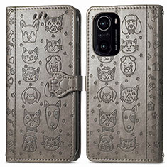 Custodia Portafoglio In Pelle Fantasia Modello Cover con Supporto S03D per Xiaomi Mi 11i 5G Grigio