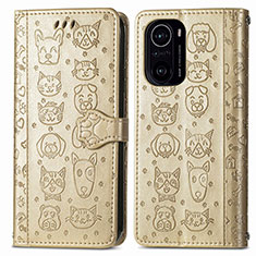 Custodia Portafoglio In Pelle Fantasia Modello Cover con Supporto S03D per Xiaomi Mi 11i 5G Oro