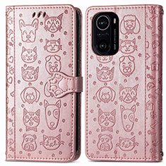 Custodia Portafoglio In Pelle Fantasia Modello Cover con Supporto S03D per Xiaomi Mi 11i 5G Oro Rosa