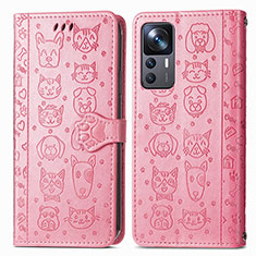 Custodia Portafoglio In Pelle Fantasia Modello Cover con Supporto S03D per Xiaomi Mi 12T 5G Rosa