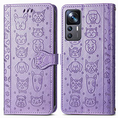 Custodia Portafoglio In Pelle Fantasia Modello Cover con Supporto S03D per Xiaomi Mi 12T 5G Viola