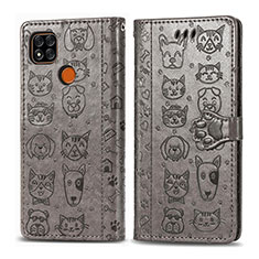 Custodia Portafoglio In Pelle Fantasia Modello Cover con Supporto S03D per Xiaomi POCO C31 Grigio