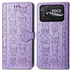 Custodia Portafoglio In Pelle Fantasia Modello Cover con Supporto S03D per Xiaomi Poco C40 Viola