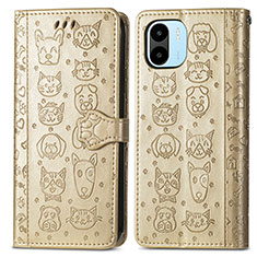 Custodia Portafoglio In Pelle Fantasia Modello Cover con Supporto S03D per Xiaomi Poco C50 Oro