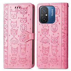 Custodia Portafoglio In Pelle Fantasia Modello Cover con Supporto S03D per Xiaomi Poco C55 Rosa