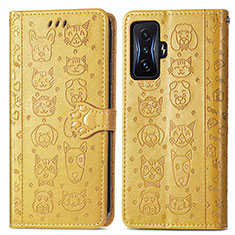 Custodia Portafoglio In Pelle Fantasia Modello Cover con Supporto S03D per Xiaomi Poco F4 GT 5G Giallo