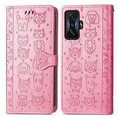 Custodia Portafoglio In Pelle Fantasia Modello Cover con Supporto S03D per Xiaomi Poco F4 GT 5G Rosa